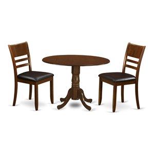 Pemberly Row 3-Piece Dining Set with Faux Leather Seats in Espresso