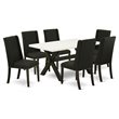 Pemberly Row 7-Piece Wood Dining Set with Linen Fabric Chairs in Black