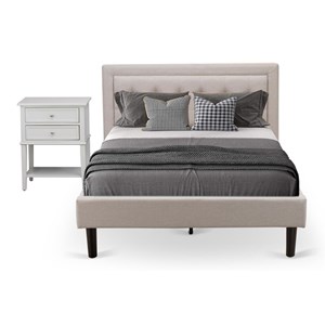 Pemberly Row 2 Pc Wood Platform Bedroom Set in Mist Beige & Urban Gray