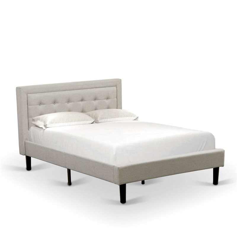 Pemberly Row 2 Pc Wood Platform Bedroom Set in Mist Beige & Urban Gray
