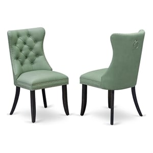 Pemberly Row Faux Leather Parson Dining Chairs in Willow Green (Set of 2)