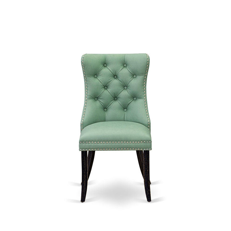 Pemberly Row Faux Leather Parson Dining Chairs in Willow Green (Set of 2)