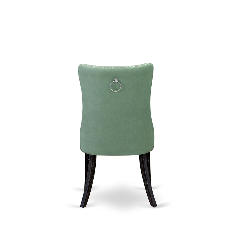 Pemberly Row Faux Leather Parson Dining Chairs in Willow Green (Set of 2)