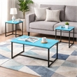 Pemberly Row 3 Piece Coffee Table Set Carbon Fiber Top in Blue