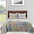 Pemberly Row 3 Piece California King Cotton Quilt Set Pastel Blue Floral