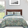 Pemberly Row 3 Piece Queen Quilt Set Peacock and Songbirds in Light Green