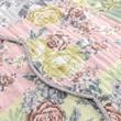 Pemberly Row 3 Piece Queen Cotton Quilt Set Pastel Blue Flowers Scalloped