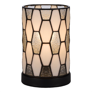 Pemberly Row 9&quot Accent Lamp Hand Painted Cylinder Style Shade in Bronze