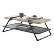 Pemberly Row Coffee Table with Wooden Top and Mesh Shelf Brown and Black