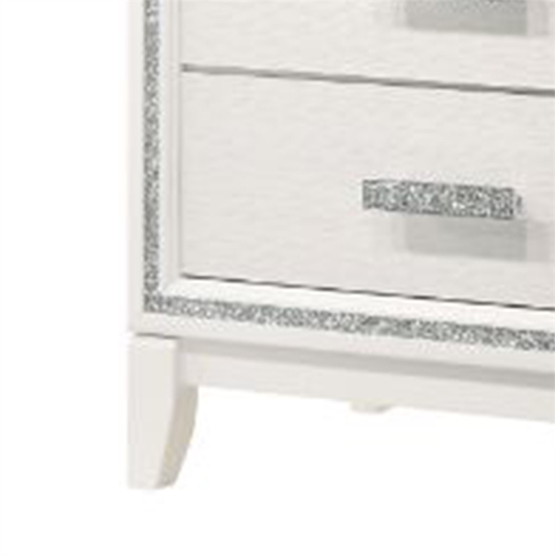 Pemberly Row Nightstand with 2 Drawers and Shimmer Accent Trim in White