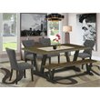 Pemberly Row 6-Piece Wood Dining Set in Gotham Gray and Black