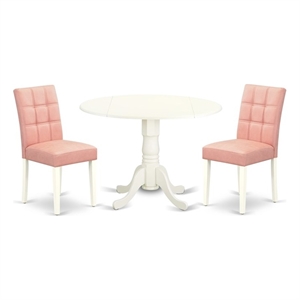Pemberly Row 3-Piece Rubberwood Dining Set in Linen White/Beige Red