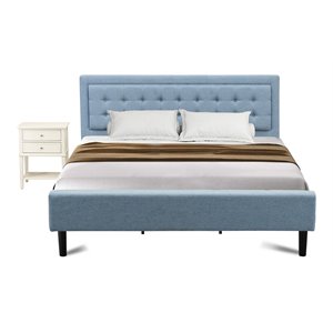 Pemberly Row 2-Piece King Bedroom Set with Wood Platform Bed in Denim Blue