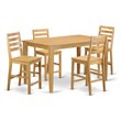 Pemberly Row 5-Piece Rubber Wood Pub Dining Set with Chairs in Oak