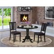 Pemberly Row 3-Piece Wood Dining Set with Faux Leather Seat Black
