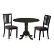 Pemberly Row 3-Piece Wood Dining Set with Faux Leather Seat Black