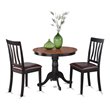 Pemberly Row 3-Piece Wood Dining Set with Pedestal Base in Black/Cherry