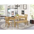 Pemberly Row 5-Piece Wood Dining Set with Benches in Oak Finish