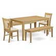 Pemberly Row 5-Piece Wood Dining Set with Benches in Oak Finish