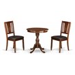 Pemberly Row 3-Piece Wood Dining Set with Faux Leather Seat in Mahogany