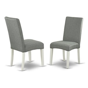Pemberly Row 39&quot Wooden Fabric Dining Chairs in White/Gray (Set of 2)