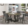 Pemberly Row 5-Piece Wood Dining Set in Gotham Gray and Black Finish