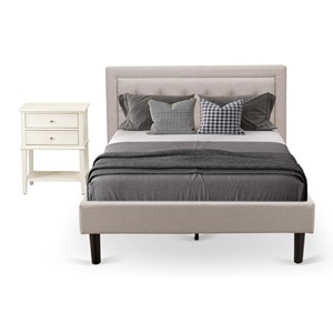 Pemberly Row 2-Piece Wood Platform Full Bedroom Set in Mist Beige and Cream