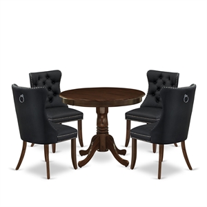 Pemberly Row 5-Piece Kitchen Table Set in Antique Walnut/Dark Gray