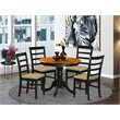 Pemberly Row Antique 5-Piece Dining Set with Linen Seats in Black/Cherry