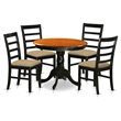 Pemberly Row Antique 5-Piece Dining Set with Linen Seats in Black/Cherry