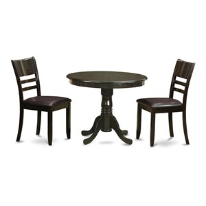 Pemberly Row 3-Piece Round Wood Dining Set in Cappuccino Finish