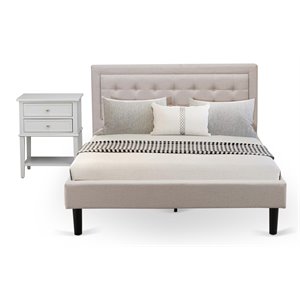 Pemberly Row 2-Piece Fabric Queen Bedroom Set in Mist Beige and Urban Gray