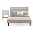 Pemberly Row 2-Piece Fabric Queen Bedroom Set in Mist Beige and Urban Gray