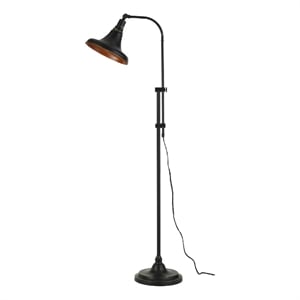 Pemberly Row 47&quot Adjustable Metal Floor Lamp and Tapered Shade in Black