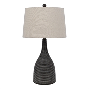 Pemberly Row 29&quot Classic Table Lamp Textured Lined Body Ceramic Charcoal
