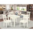 Pemberly Row 5-Piece Wood Dining Set with Fabric Seats in White