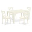 Pemberly Row 5-Piece Wood Dining Set with Fabric Seats in White