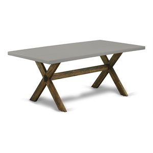 Pemberly Row X-Style 40x72&quot Wood Dining Table in Jacobean Cement Gray