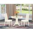 Pemberly Row 3-Piece Dining Set with Cushion Seat in Linen White Wood