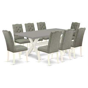 Pemberly Row X-Style 9-Piece Dinette Table Set in White and Cement