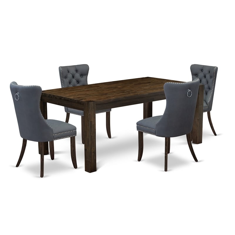 Pemberly Row 5-Piece Dining Table Set Rectangular Wood Gray Jacobean
