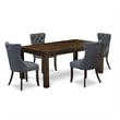 Pemberly Row 5-Piece Dining Table Set Rectangular Wood Gray Jacobean