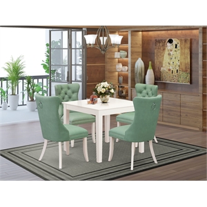 Pemberly Row 5-Piece Kitchen Set in Linen White with Willow Green Chairs