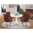 Pemberly Row 5-Piece Rubberwood Dining Set in Linen White & Burgundy