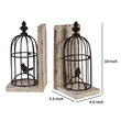 Pemberly Row Set of 2 Classic Bookends Birdcage Iron and Fir Wood