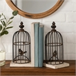 Pemberly Row Set of 2 Classic Bookends Birdcage Iron and Fir Wood