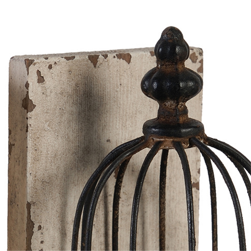 Pemberly Row Set of 2 Classic Bookends Birdcage Iron and Fir Wood