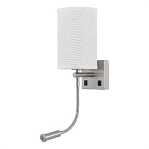 Pemberly Row 25&quot Modern Wall Lamp Hardback Fabric Shade with LED in Silver