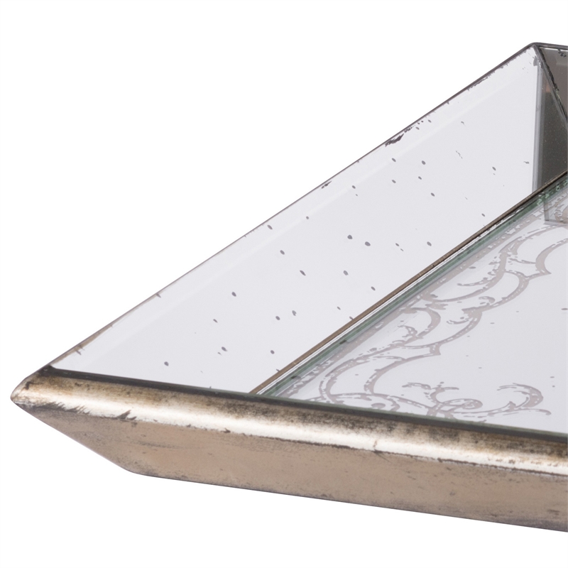 Pemberly Row Set of 2 Square Serving Trays Decorative Vintage Mirrored