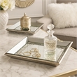 Pemberly Row Set of 2 Square Serving Trays Decorative Vintage Mirrored
